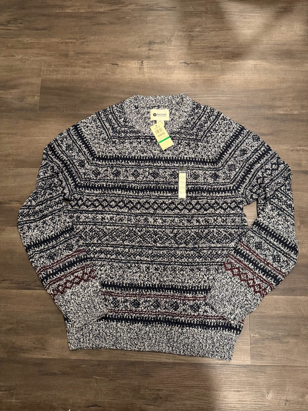 Haggar Clothing Marble Fairisle Knit Sweater Mens Size L